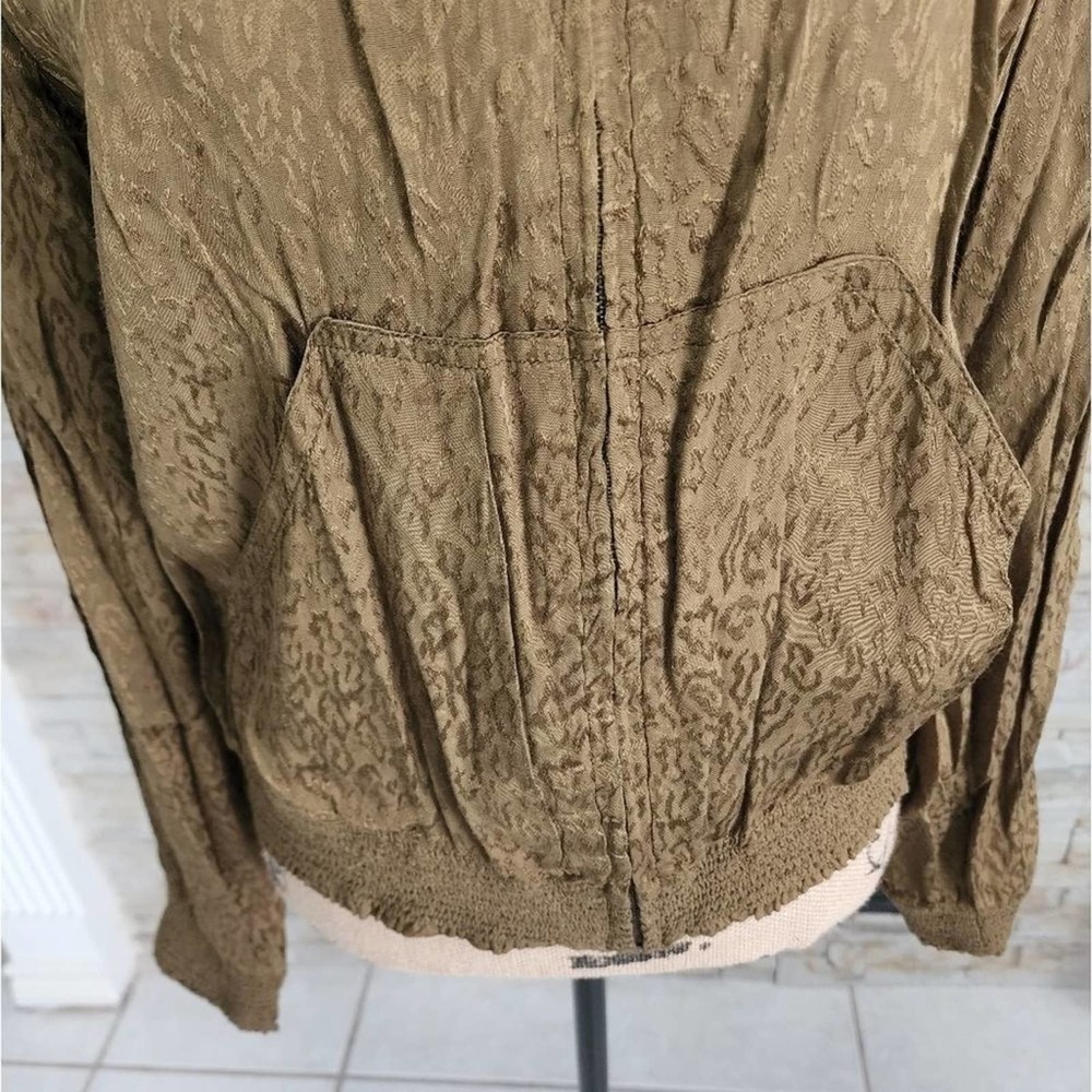 MAEVE greenish gold‎ leopard print zippered jacket Size medium - Picture 4 of 10